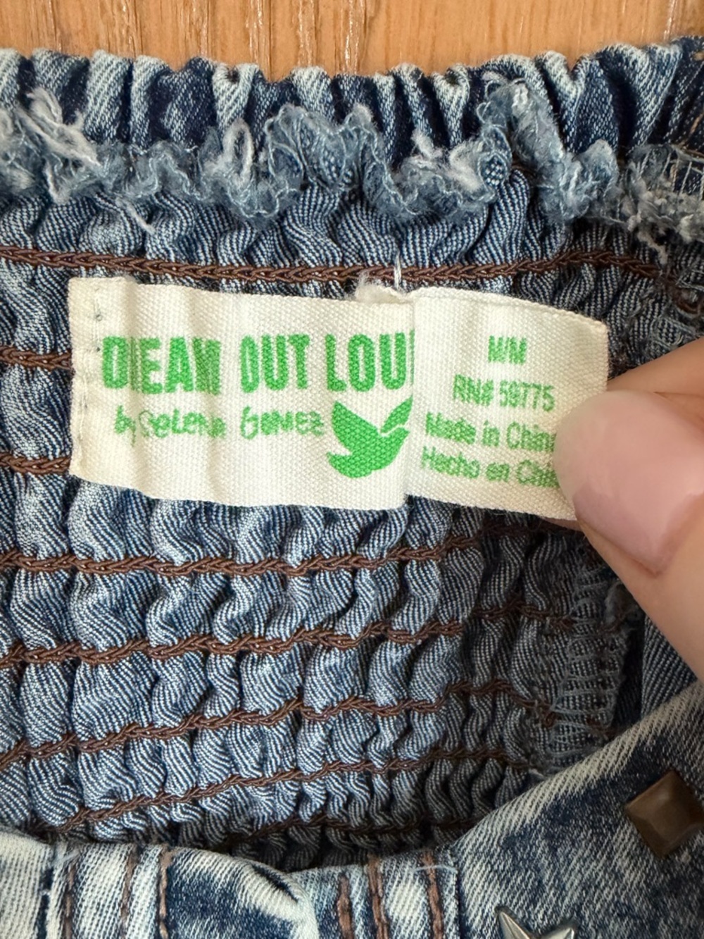 DREAM OUT LOUD Y2K Vintage Acid Wash Denim Bustier Star Stud Crop Top Size M - Picture 6 of 9